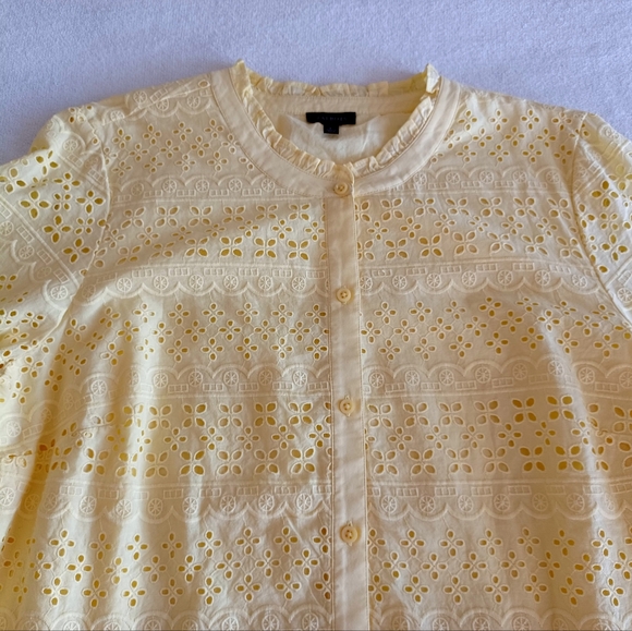 Talbots Yellow Eyelet Button-Front Tunic, Size L - Picture 3 of 16